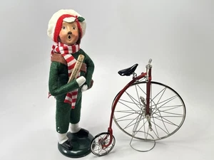 Byers Choice Carolers Boy W/Farthing Bicycle & Newspaper 10" Signed 1989 Rare - Picture 1 of 11