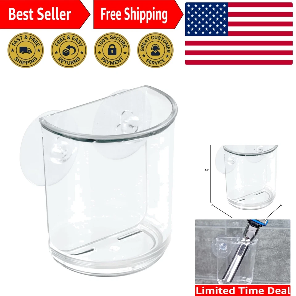 Elegante organizador de ventosa transparente - Ideal para artículos esenciales de baño, 3"x2"x3,5" Foto 1 de 4