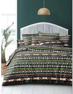  Juego de edredón boho a rayas tamaño 3 piezas, juego de edredón boho a rayas verde reina Foto 1 de 4