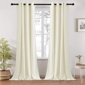White Velvet Curtains 84 inches, Room Darkening Opaque Plush Velvet Drapes Th... - Picture 1 of 7