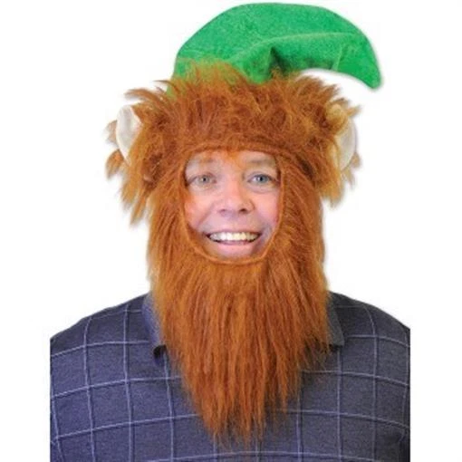 Sombrero Elfo Verde Con Barba Invierno Decoración Navidad Foto 1 de 1