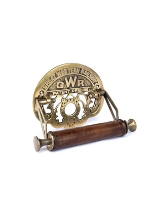 Antique Brass GWR Toilet Roll Holder Novelty Vintage Retro