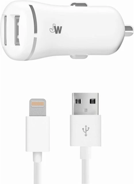 Just Wireless - Apple MFi Dual Car Charger Life Time Warranty - White - NEW - Image 1 of 4