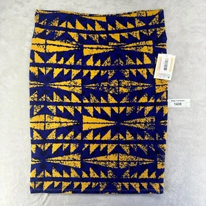 LuLaRoe Womens Cassie A-Line Straight Skirt Elastic Waist Geometric Blue Size XL - Picture 1 of 10