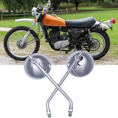 Espelhos retrovisores redondos cromados para motocicleta Yamaha DT 250 400 360 XT500 TX500 - Imagem 1 de 4