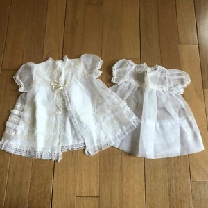 VINTAGE Baby Girl Christening Gown Dress Embroidered Baptism 0-6M Set of 2  - Picture 1 of 9