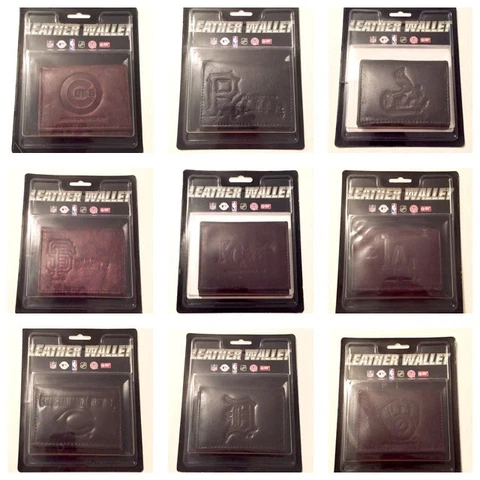 Officially Licensed Brown Leather Trifold Team Logo Stamped Wallet Cover