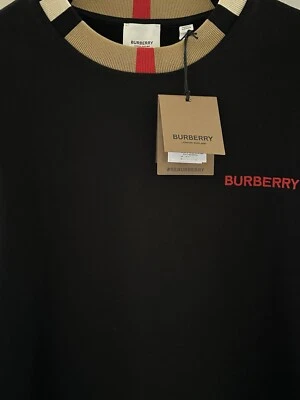 SUÉTER BURBERRY JARRAD CUELLO A CUADROS MANGA LARGA Pequeño NEGRO BORDADO LOGOTIPO FRONTAL NUEVO CON ETIQUETAS Foto 1 de 4