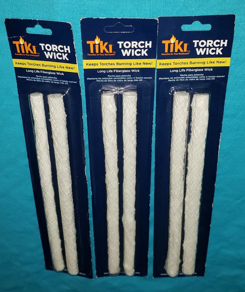 TIKI Torch Wick Replacement Long Life Fiberglass Wicks Set of 5