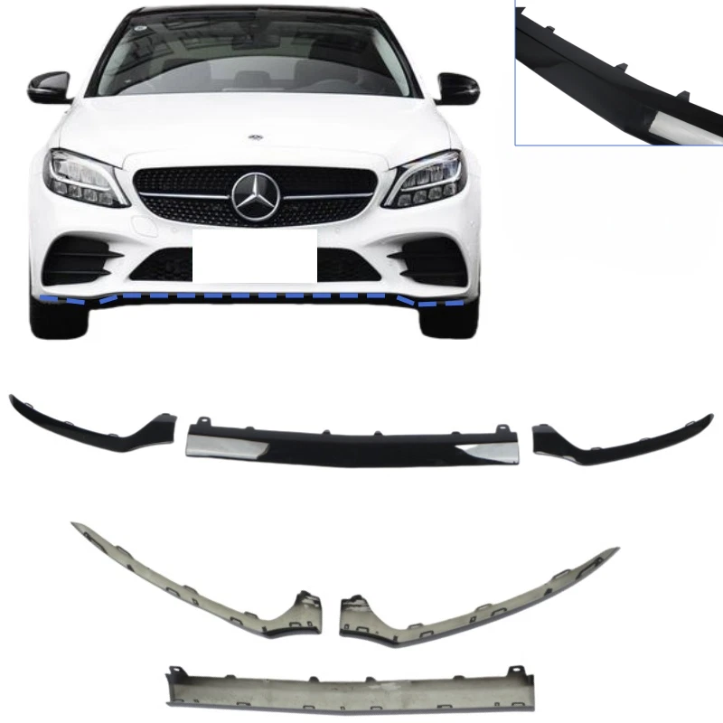 Für Mercedes Benz W205 C-Klasse 15-18 Schwarz Front Spoiler Lippe AMG Stoßstange - Bild 1 von 4