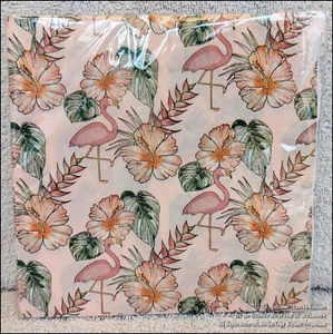 25 NEW PAPER NAPKINS PINK FLAMINGOS BEACH SHORE HOUSE TROPICAL HIBISCUS & FLORAL - Picture 1 of 2