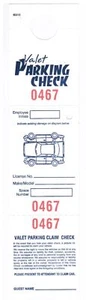VALET PARKING CLAIM CK Hang Tag, Blue/Wh, Red Nmbrs, 2-1/2" x 10-1/2" - Bx/1,000 - Picture 1 of 1