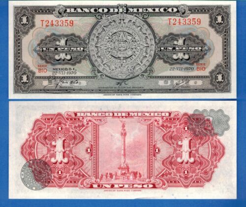 Mexico 1 Pesos Year 1970 World Paper Money Currency Uncirculated Banknote