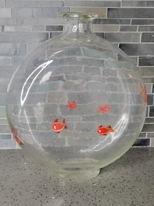 Glas Vase Fischschale orange Fisch groß schwer  - Bild 1 von 11