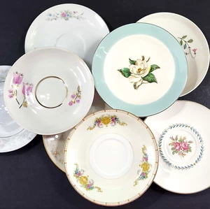 Vintage Mismatched Saucers China Tea Plates Multicolor Various Patterns Lot of 8 - Picture 1 of 14