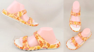 NOVO! Sandália Spenco Feminina Fusion Duas Tiras Slide Floral Laranja/Rosa Tamanho 10 - Imagem 1 de 4