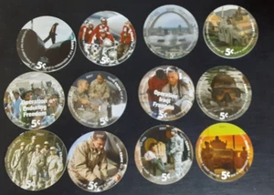 10th Print 5 Cents Set of 12 AAFES Pogs in A.U. condtion - Picture 1 of 2