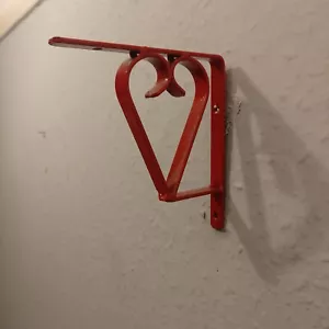4x Heart Metal Shelf Support Brackets in Red. New / Handmade 5" (13cm) x 13mm - Picture 1 of 1