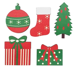Embellissements De Navidad En Madera Regalos De 2 A 3,5 Cm - Picture 1 of 1