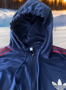 ADIDAS ORIGINALS ADI-COLOR BIG TREFOIL HOODED JACKET BLUE/MAROON MENS SIZE XXL - Picture 1 of 6