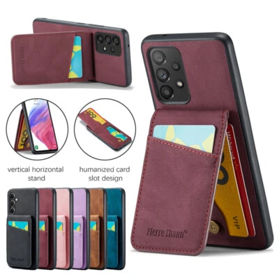 Slim Leather Case Flip Card Phone Back Cover for Samsung A13/A23/A33/A53/A73 - Image 1 of 4