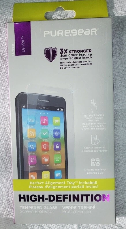 Protector de pantalla de vidrio templado PureGear HD para LG V20 con bandeja de alineación Foto 1 de 3