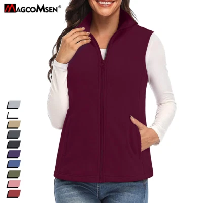 Mujeres Chalecos Forrados de Vellón Bolsillos con Cremallera Cálido Suave Sin Mangas Chaqueta Abrigo Informal Foto 1 de 4