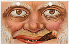 Vintage Neuheit Maske Postkarte mit Augenlöchern ~ alter Mann mit Zigarre & Stanznase