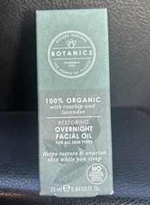 Botanics 100% Organic Restoring Overnight Facial Oil Rosehip & Lavender 0.84 Oz - Picture 1 of 5