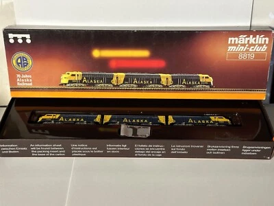 Marklin 8819 Z Scale Alaska Railroad EMD F7 A-B-A Diesel Locomotive Set Rare org - Image 1 of 4