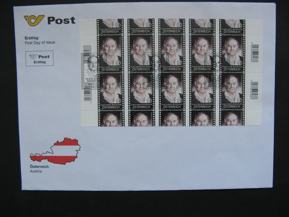 AUSTRIA, portada grande FDC 2018, mini hoja Klaus M Brandauer película de actor de Hollywood Foto 1 de 1