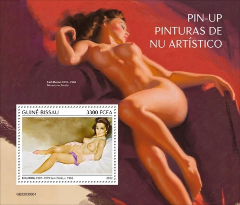 Pin Up Nude Paintings Art MNH Stamps 2022 Guinea-Bissau S/S Cover