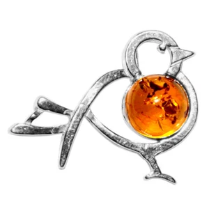 1.8g Bird Authentic Baltic Amber 925 Sterling Silver Pendant Jewelry N-A675 - Picture 1 of 1
