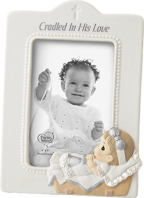 Baby In Cradle Baptism Photo Frame - Girl,White • 58.98$