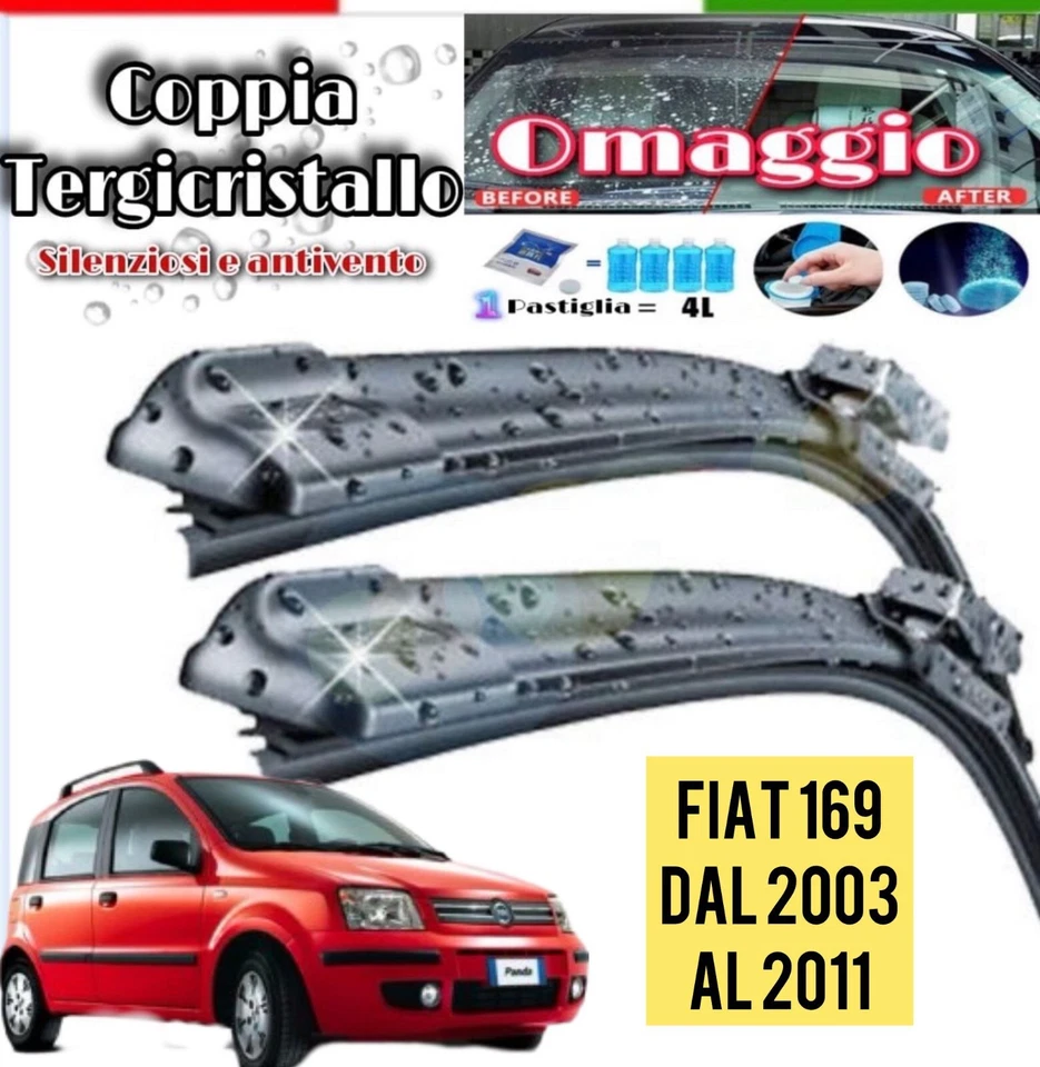 Kit 2 Spazzole Tergicristallo Per Fiat Panda 169 Flat Anteriori 575+400 mm - Immagine 1 di 3