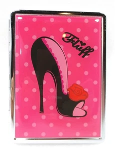 Fluff Pink Polka Dot and Funky Stiletto ID Mirror Case Compact Mirror - Picture 1 of 3
