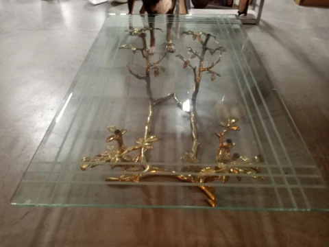 Twig Center Coffee Cocktail Table French Style, Brass and Glass Top Pickup Only Cover