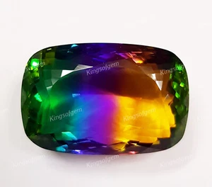 82 Ct Doublet Glass Stone Multi Color Tourmaline Cushion Stone Loose Gemstone - Picture 1 of 6