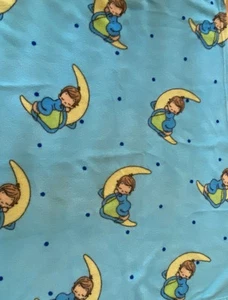 Precious Moments Moon Crescent Fleece Baby Blanket Girl Boy Yellow Vtg - Picture 1 of 6