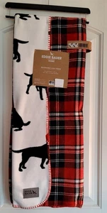 Eddie Bauer Black Lab Christmas 50 x 70 Reversible Tartan Plaid Blanket Throw - Picture 1 of 5