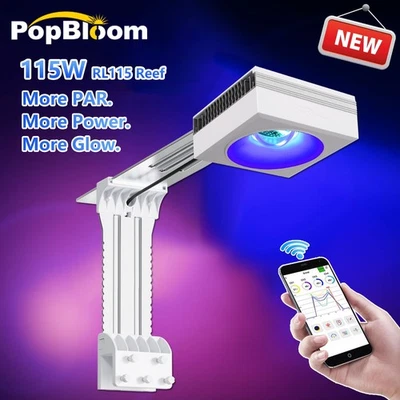 PopBloom RL115 Reef LED pour aquarium d'eau de mer spectre complet récif eau de mer Led - Photo 1/4