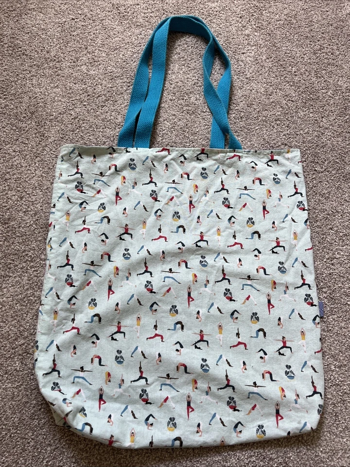 Bolso de Yoga Gimnasio Reutilizable Compras Azul Claro Poses Negro Gato 13x16 Clase Planta Foto 1 de 4