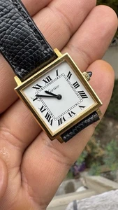 VINTAGE CARTIER SQUARE 22MM PRE-MUST 18K GOLD PLATED MANUAL WIND - Picture 1 of 19