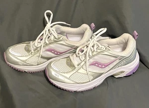 Saucony JAZZ Women's Sneaker # 1724-2 White and Purple Nylon Mesh Size 6.5 - Picture 1 of 11