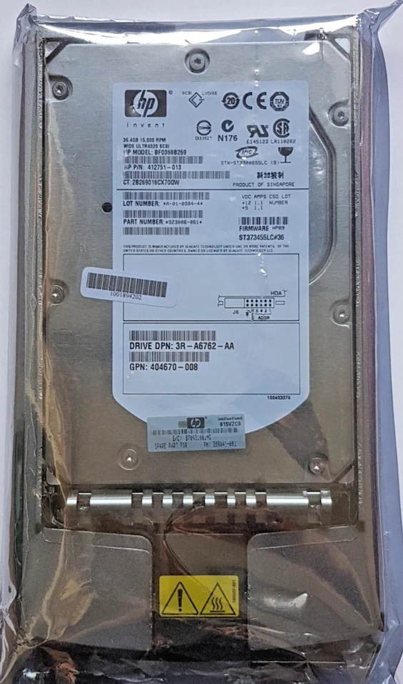 36.4 GB HP BF0368B269 ST373455LC 15K U320 SCSI 80pin 3.5 " Hard Drive New + - Image 1 of 1