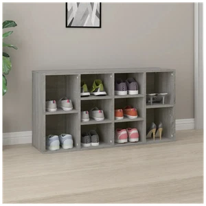 Shoe Bench Grey Sonoma Engineered Wood 103x30x54.5 cm Storage Seat 10-Shelf Home - Picture 1 of 10