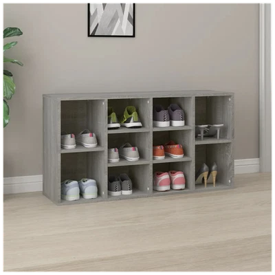 Shoe Bench Grey Sonoma Engineered Wood 103x30x54.5 cm Storage Seat 10-Shelf Home - Image 1 of 4