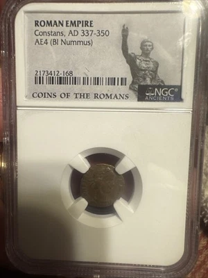 Roman Empire Constans Ad 337-350 Nummus Coin, Soldiers, NGC Certified - Image 1 of 4