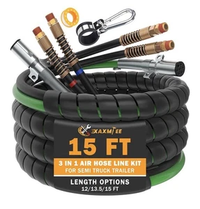 15 FT Semi Truck Air Lines Kit 3IN1 Trailer Cord and Air Brake Hoses Assembly... - Picture 1 of 5