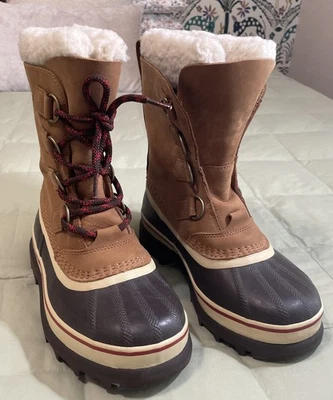 Женские зимние ботинки Sorel Caribou размер 6 флисовая отделка водонепроницаемые нубук и резина* - Изображение 1 из 4